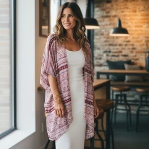 CY Fashion  Multicolor Mandala print Oversized Flowy fit Kimono